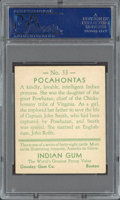 1933 Goudey INDIAN GUM (Series of 48 RED) #33 POCAHONTAS (PSA 5 EX)1