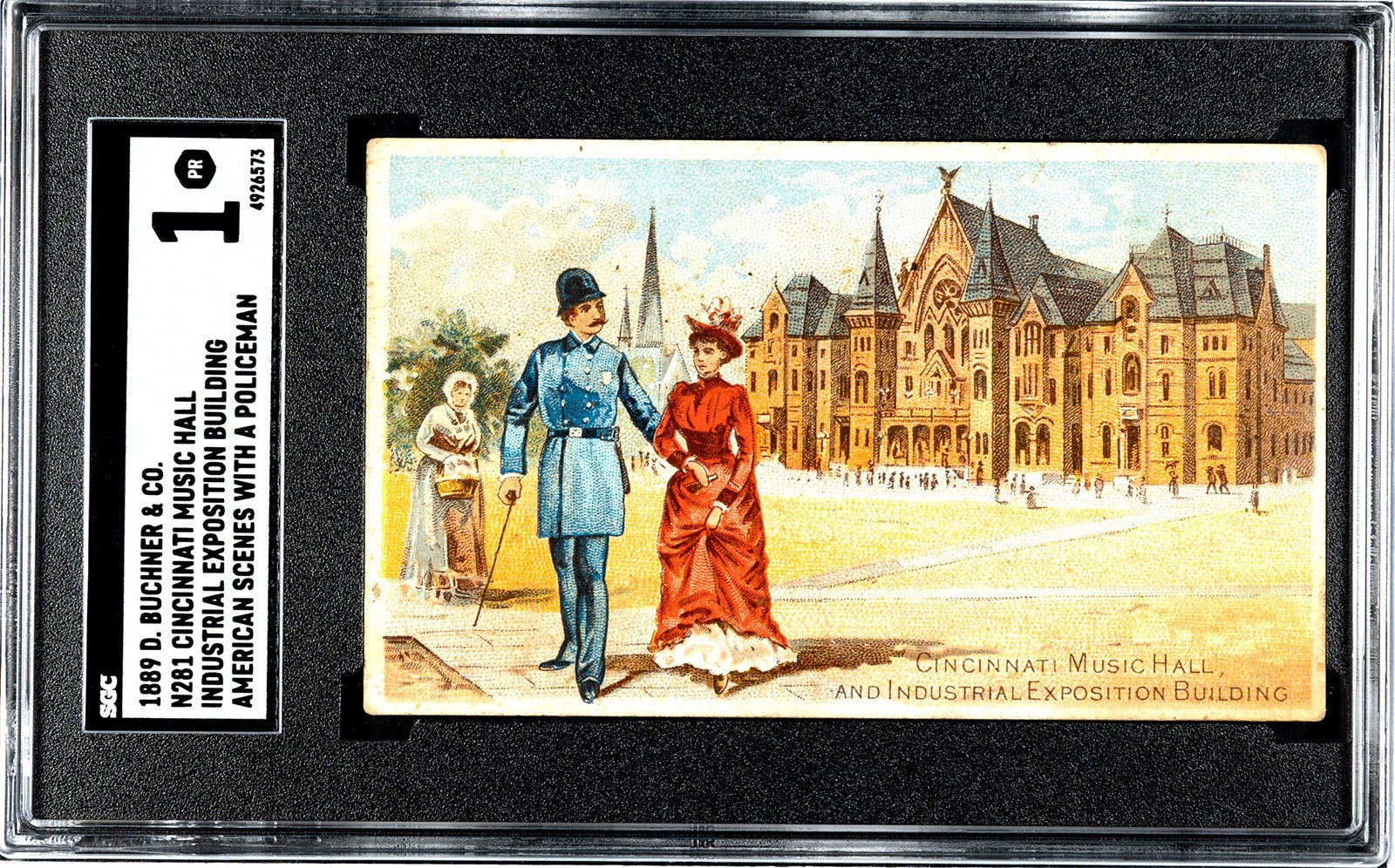 1888 N281 Buchner Scenes w/ Policeman CINCINNATI MUSIC HALL (SGC 1 PR) Very Rare0