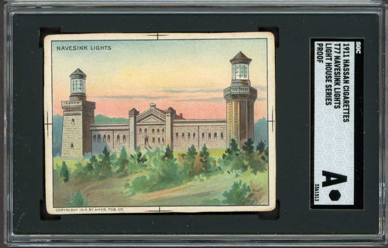 Rare PROOF (SGC A) T77 Hassan CARD Lighthouse 1910 HAVESINK LIGHTS0