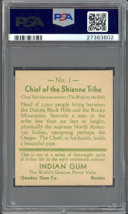 1933 Goudey INDIAN GUM Series of 48 Red #1 Chief of Shienne Tribe (PSA 4 VGEX)1