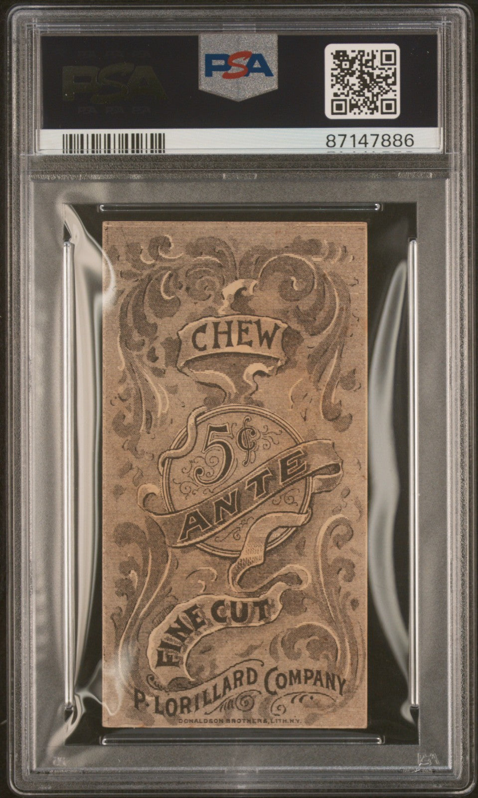 1885 P. Lorillard 5-cent Ante N258 PLAYING CARDS (PSA 5.5 EX+) Three of Hearts1
