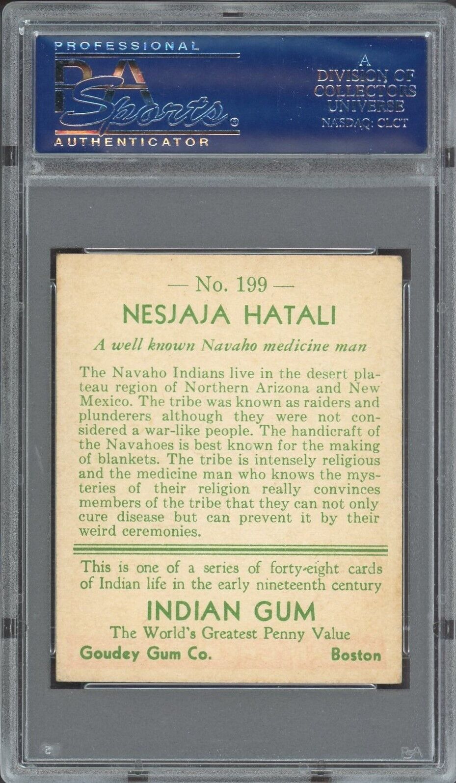 1933 Goudey INDIAN GUM (Series of 48) #199 Nesjaja Hatali (PSA 5.5 EX+)
