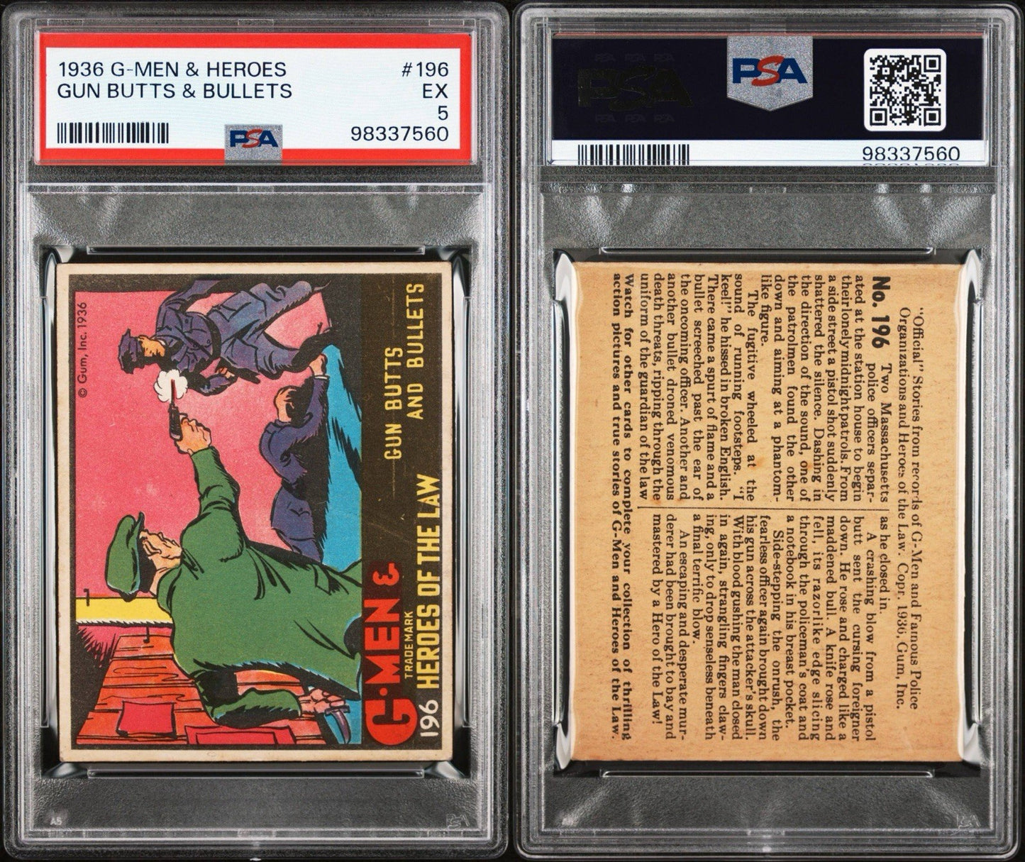 1936 G Men & Heroes of the Law #196 Gun Butts And Bullets (PSA 5 EX) Rare Number2