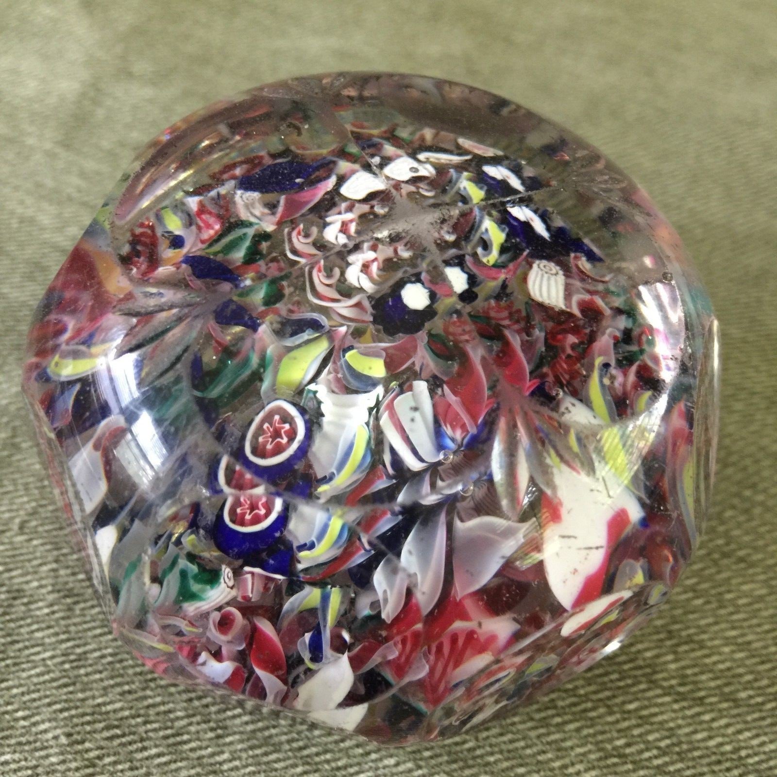 Very GOOD Antique NEW ENGLAND GLASS Faceted Scramble PAPERWEIGHT Excellent Cond.3