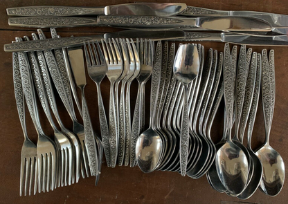 Outstanding Vintage SET (48 Pcs.) Stainless Flatware Mid Century Modern 0