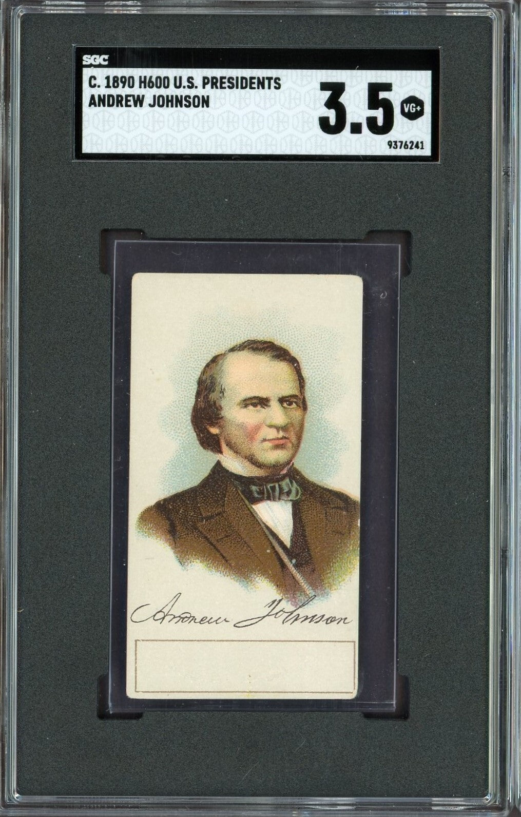 1889 90 H600 U.S. Presidents Andrew Johnson (SGC 3.5 VG+) Blank Back0