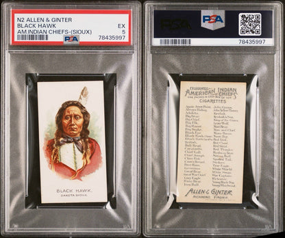 1888 N2 Allen & Ginter American Indian Chiefs BLACK HAWK (PSA  5 EX)2