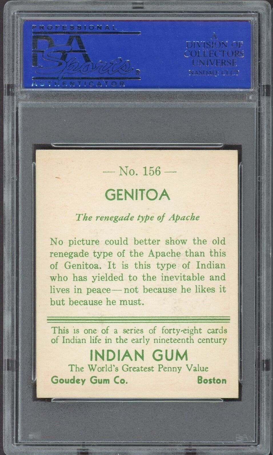 1933 Goudey INDIAN GUM (Series of 48) #156 Genitoa (PSA 6 EX/MT)