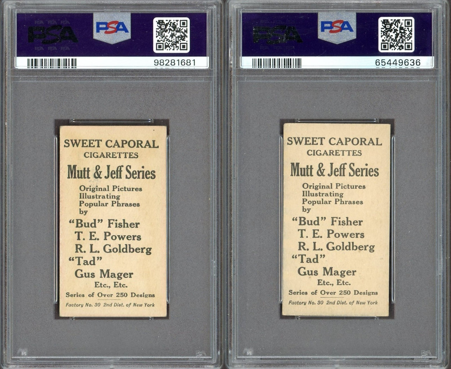 TWO T88 Mutt and Jeff Type 1&4 #28 & #75 Father Liked Chickens PSA 3.5 and PSA 41