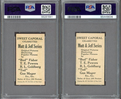 TWO T88 Mutt and Jeff Type 1&4 #28 & #75 Father Liked Chickens PSA 3.5 and PSA 41