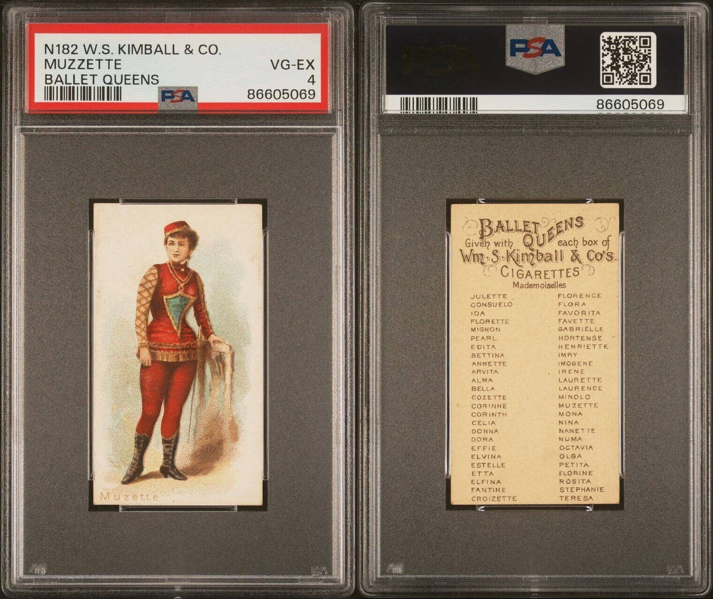 1889 W.S. Kimball & Co N182 BALLET QUEENS Muzzette (PSA 4 VG/EX) None Higher