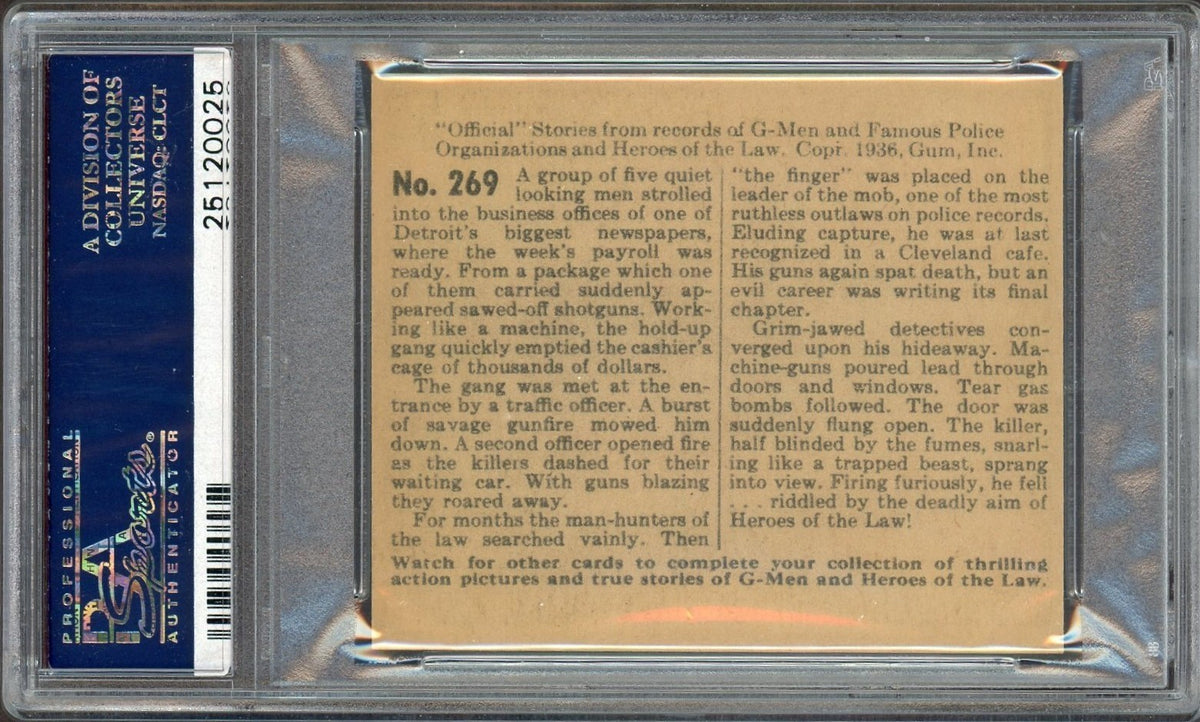 1936 Gum G-Men & Heroes of the Law #269 A Red Trail's Blazing End (PSA 6 EX/MT)1