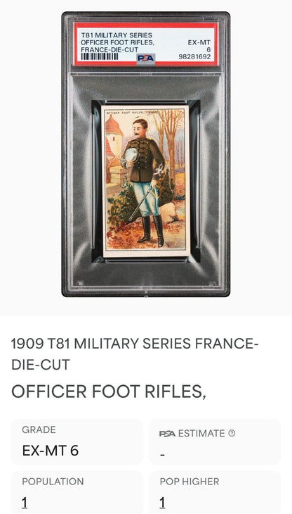 1909 T81 Recruit Military Series Officer Foot Rifles France (PSA 6 EX/MT) Diecut3