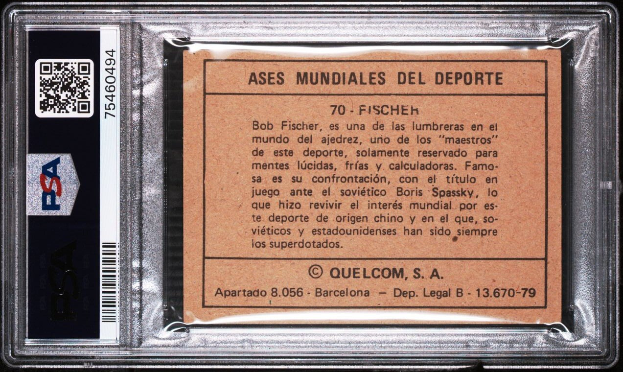 1979 Quelcom Ases Mundiales Del Deporte #70 BOBBY FISCHER (PSA 4) Chess Champion1