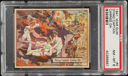 1941 Gum, Inc. R164 War Gum #4 "Dying Captain Carries On" (PSA 8 NM/M)0
