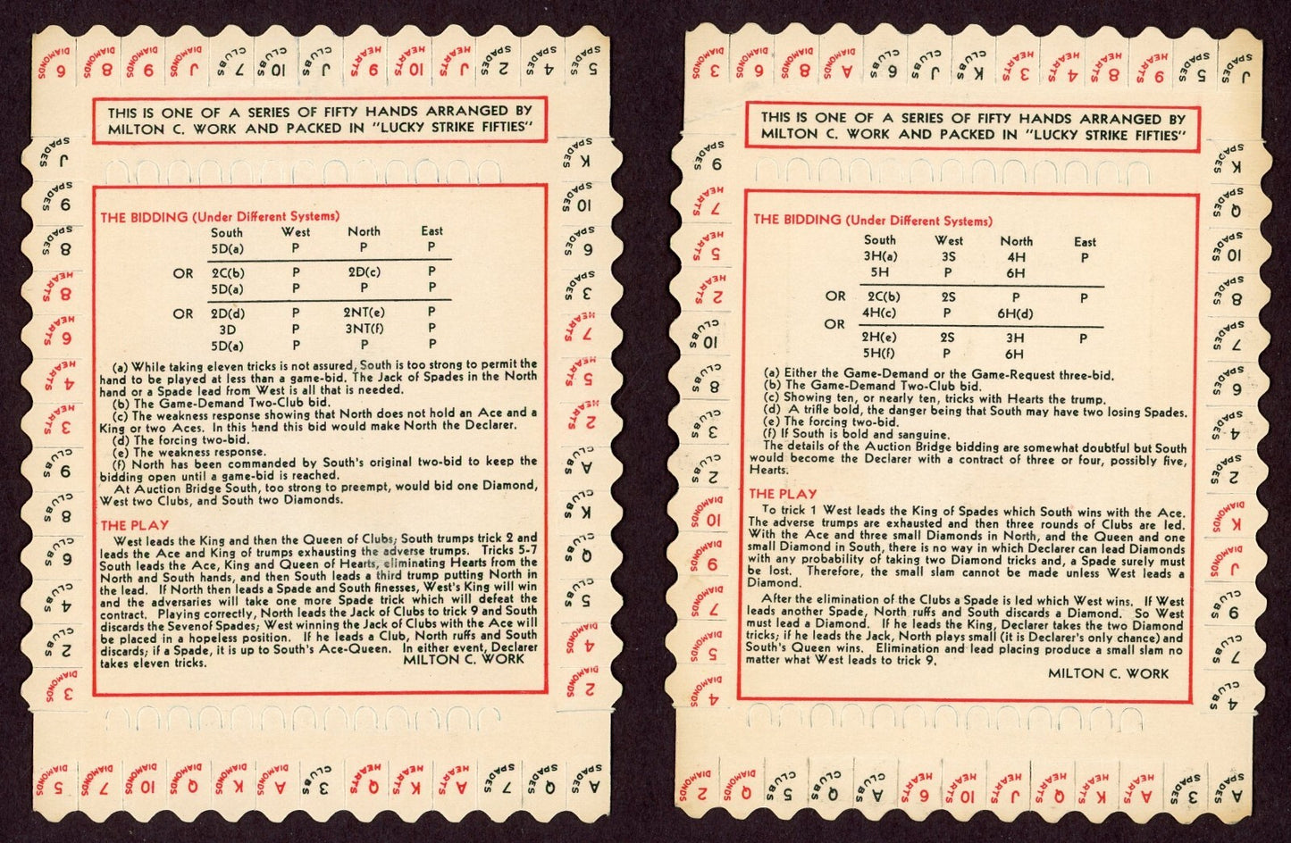 Lot of 10 Lucky Strike Cigarettes Bridge Hands CARDS Excellent Cond.5