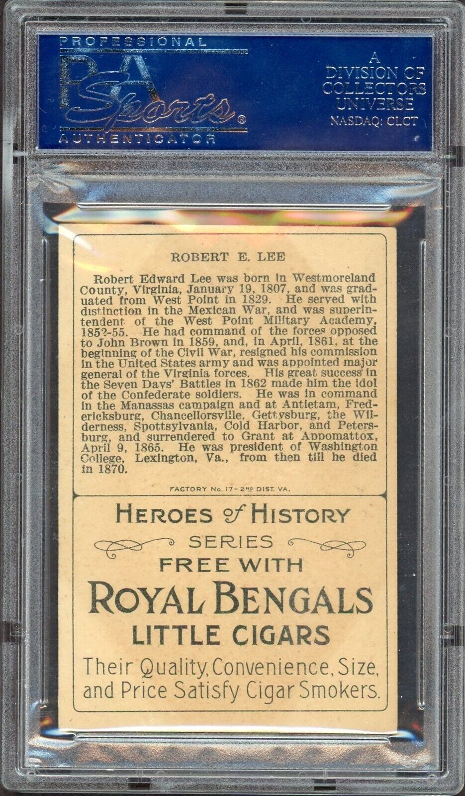 1911 T68 Royal Bengals Men of History (PSA 4 VG/EX) Robert E. Lee