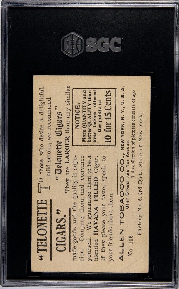 1903 T116 Allen Tobacco Co. Telonette Cigars #136 STATUE OF LIBERTY (SGC 3 VG)