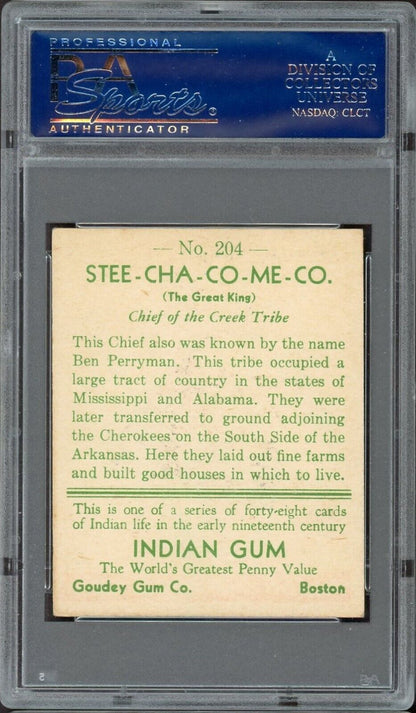 1933 Goudey Indian Gum (Series of 48) #205 Stee-Cha-Co-Me-Co (PSA 5 EX) High