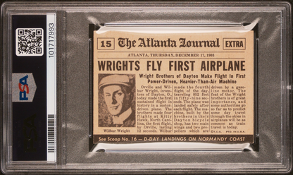 RARE 1954 TOPPS SCOOPS w/coating #15 WRIGHT BROTHERS (PSA 6 EXMT) First Airplane1