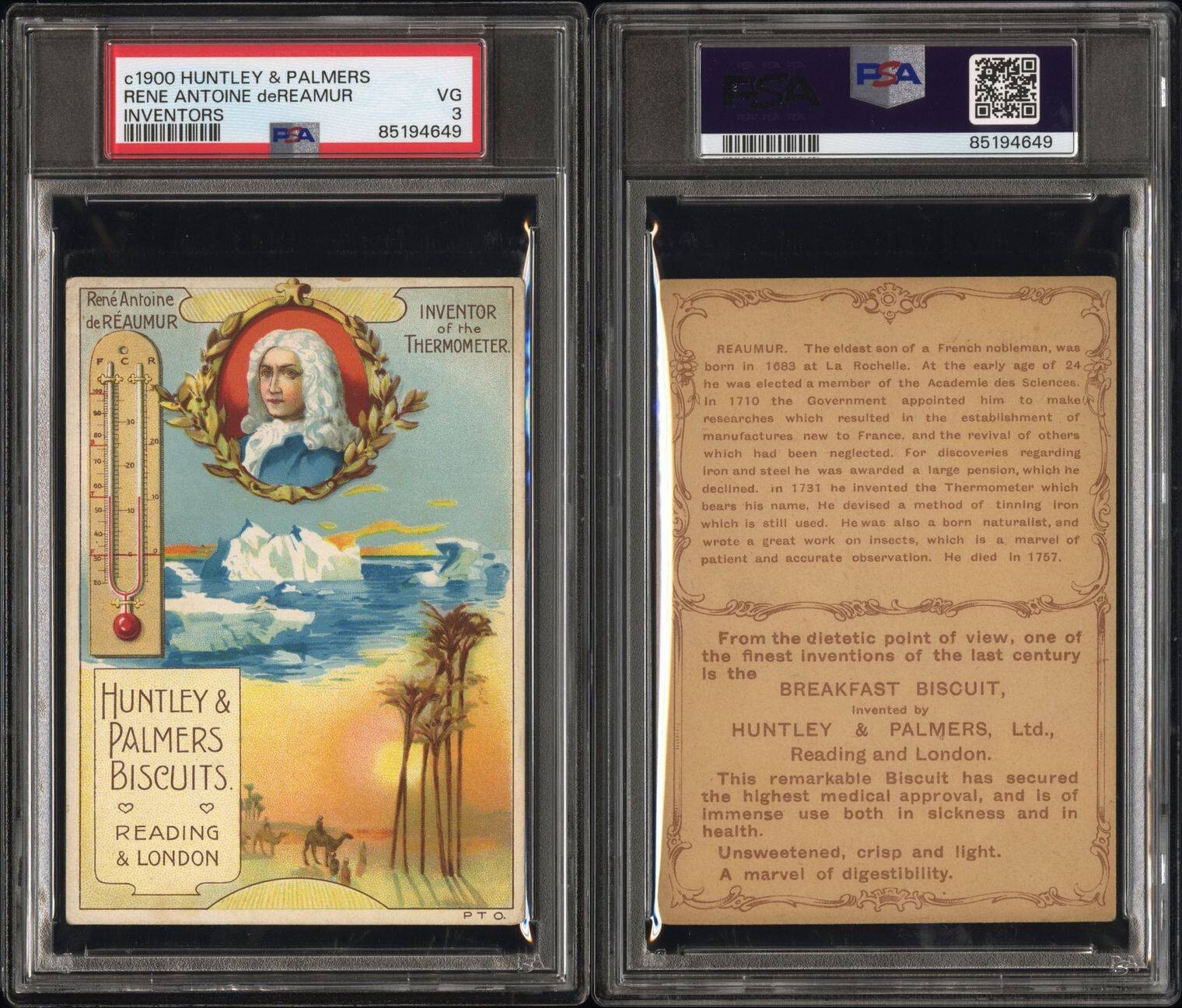 1900 HUNTLEY & PALMERS Inventors RENE ANTOINE DEREAMUR (PSA 3 VG) Only 1 Graded3