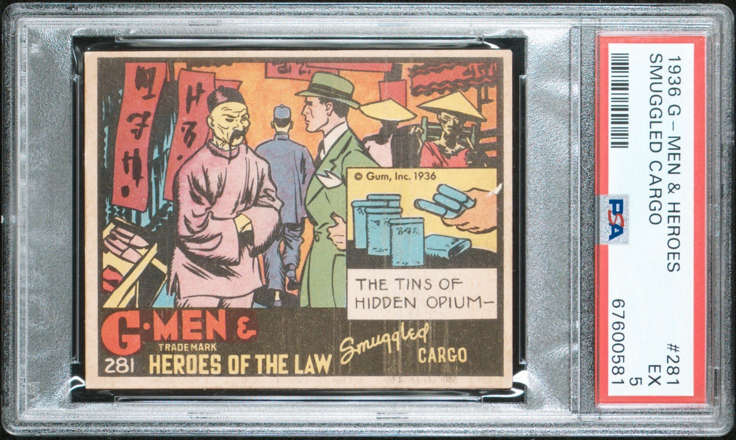 1936 Gum G Men & Heroes of the Law Gum #281 Tins of Hidden Opium (PSA 5 EX)0