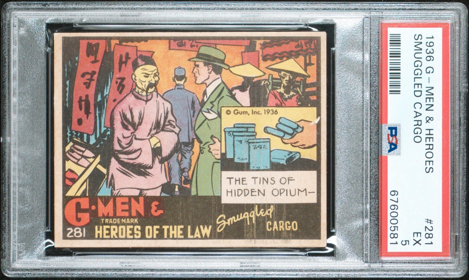 1936 Gum G Men & Heroes of the Law Gum #281 Tins of Hidden Opium (PSA 5 EX)0