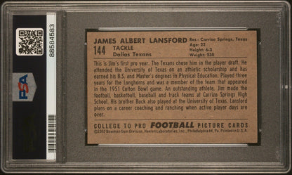 1952 Bowman Small Football #144 Jim Lansford (PSA 7 NM) Rookie1
