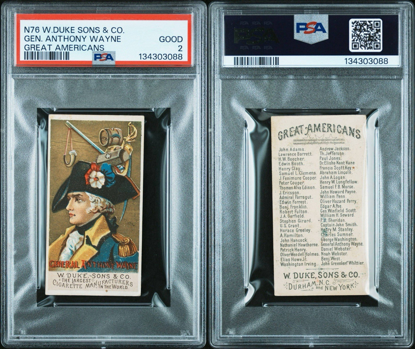 1888 N76 Duke Sons Great Americans (PSA 2 GD) "Mad" Gen. Anthony Wayne2