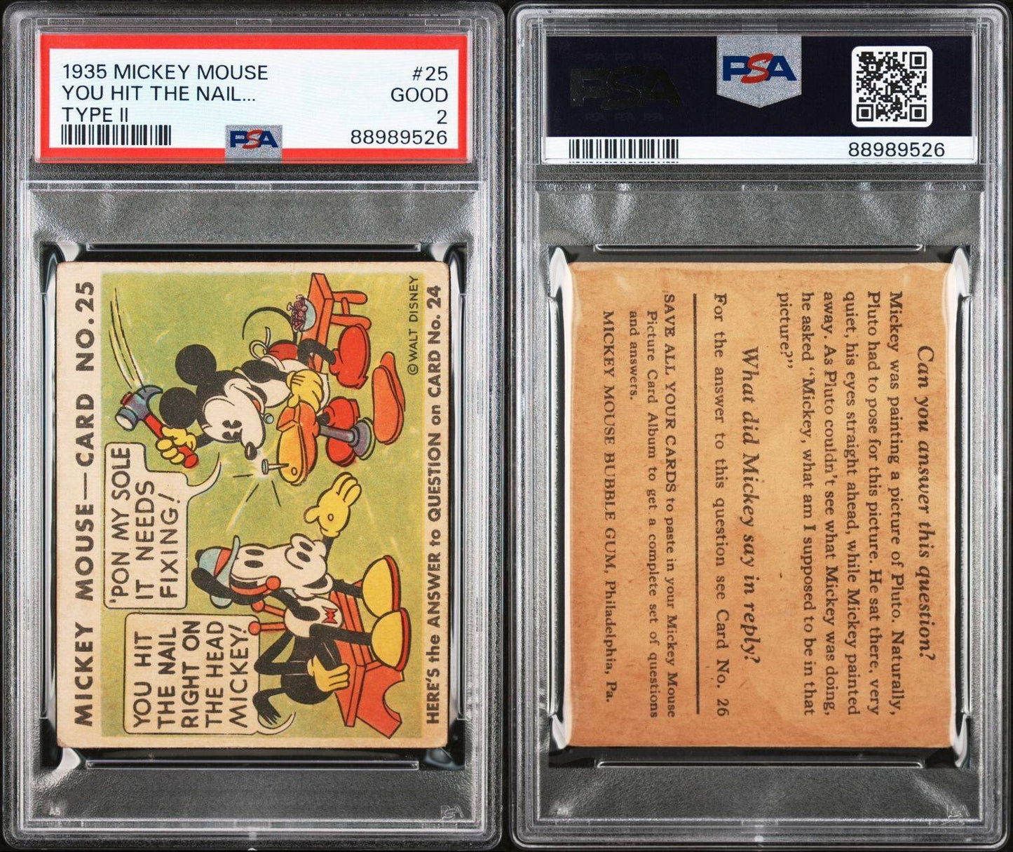 1935 R89 Mickey Mouse Gum Card #25 You Hit The Nail... (PSA 2 Good) Type II2