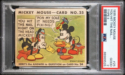 1935 R89 Mickey Mouse Gum Card #25 You Hit The Nail... (PSA 2 Good) Type II