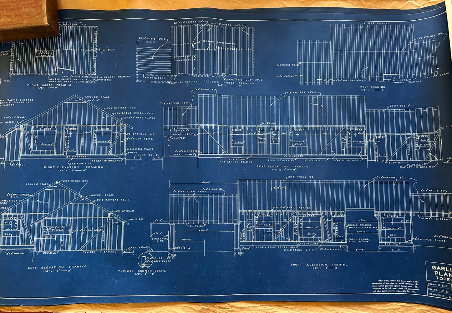 1955 Garlinghouse Service Plans #6375 6 Pgs. Blueprints Modern MidCentury Home4