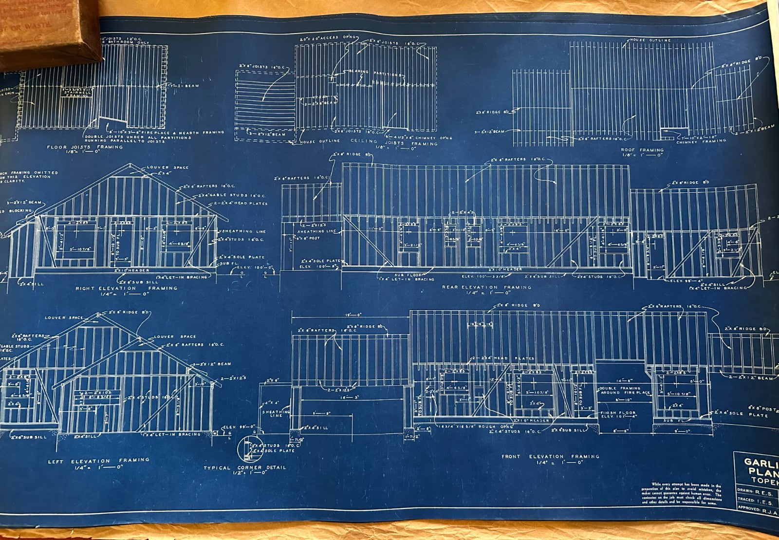 1955 Garlinghouse Service Plans #6375 6 Pgs. Blueprints Modern MidCentury Home4