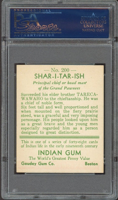 1933 Goudey INDIAN GUM (Series of 48) #200 Shar-I-Tar-Ish (PSA 6 EX/MT)