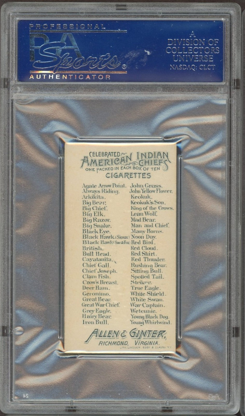 1888 N2 Allen & Ginter American Indian Chiefs (PSA  5 EX) Lean Wolf1