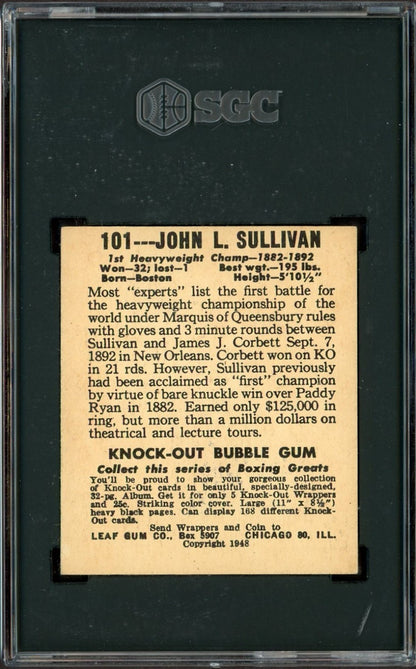 1948 Leaf Knock Out Bubble Gum Boxing #101 John L. Sullivan (SGC 5 EX)1