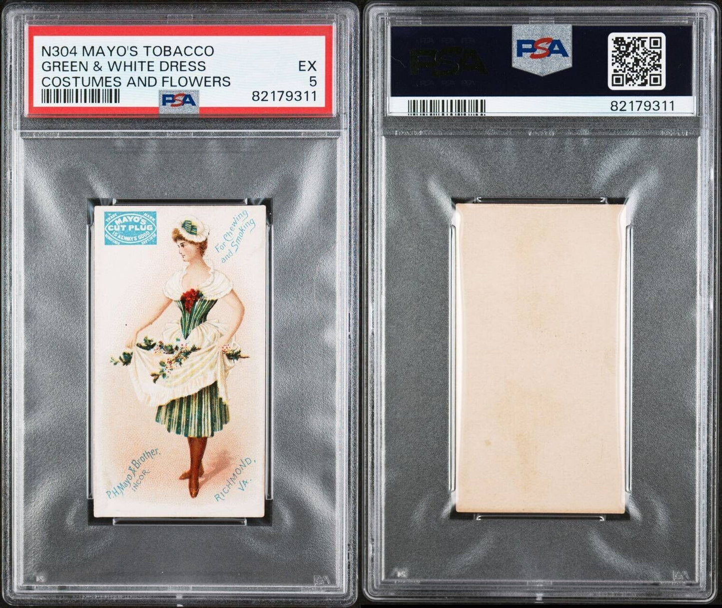 1890 N304 Mayo's Tobacco Costumes & Flowers (PSA 5 EX) Green/White Dress 1/1 hi