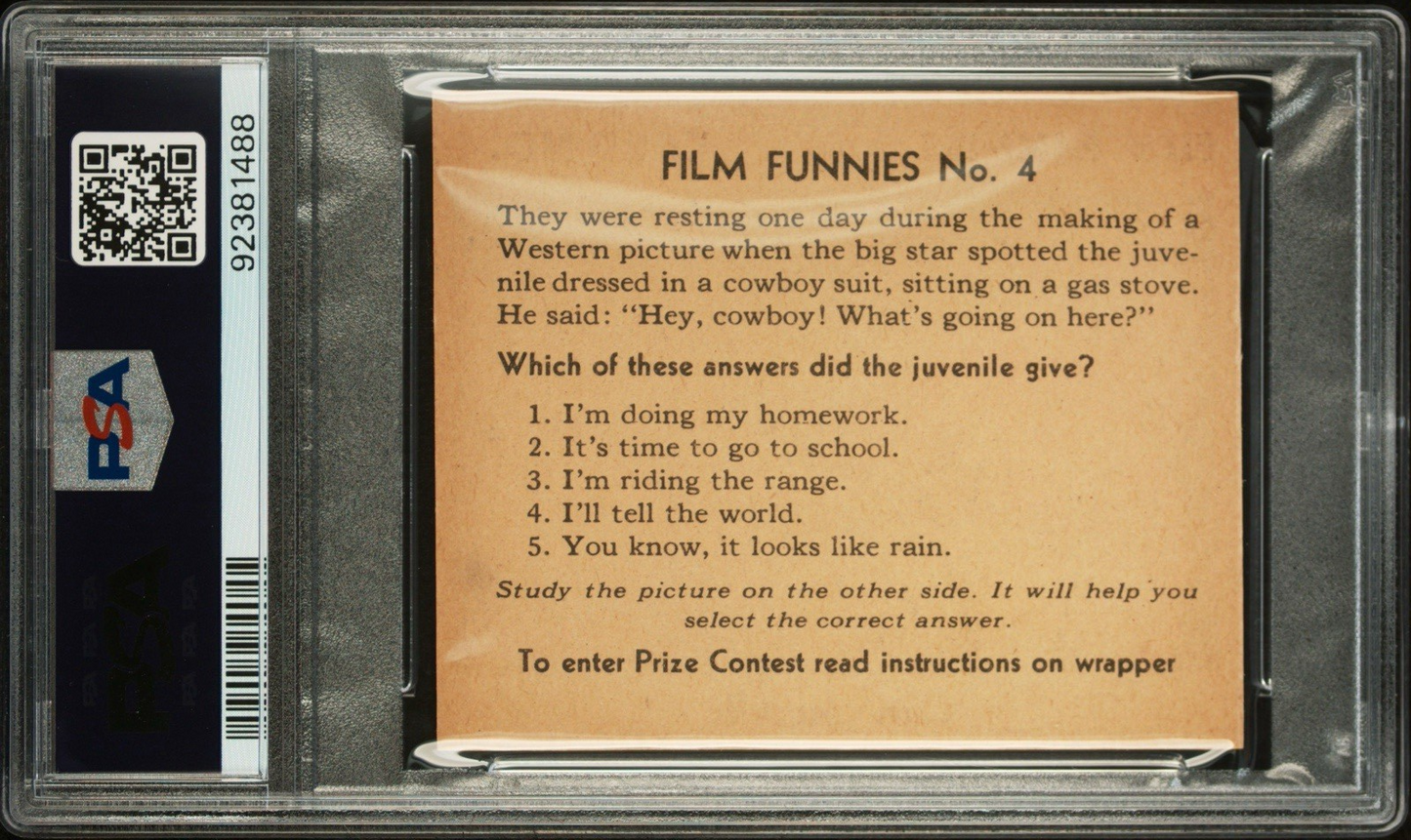 R48 1 Gum Inc. 1935 "Film Funnies" #4 Jackie Cooper (PSA 7 NM)1