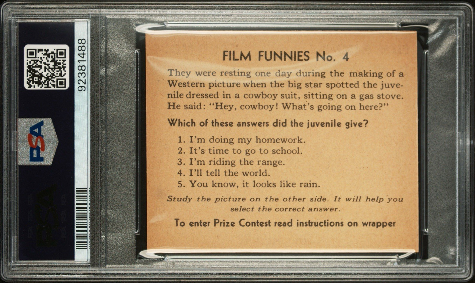R48 1 Gum Inc. 1935 "Film Funnies" #4 Jackie Cooper (PSA 7 NM)1