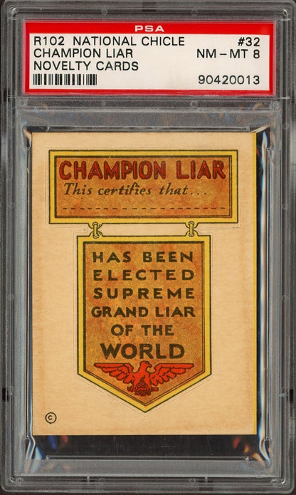 1933 R102 National Chicle Novelty Cards #32 (PSA 8 NM/MT) Champion Liar0