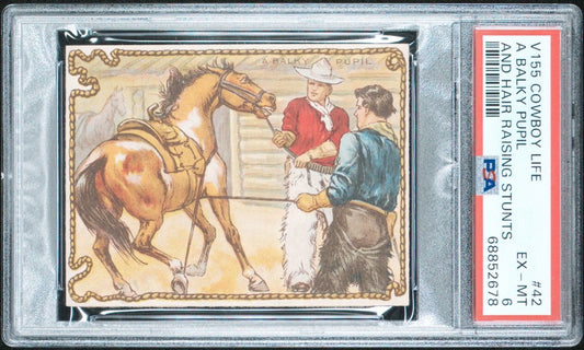 1930 V155 Cowboy Life Ganong Rodeo Chocolate Bar #42 (PSA 6 EX/MT)0
