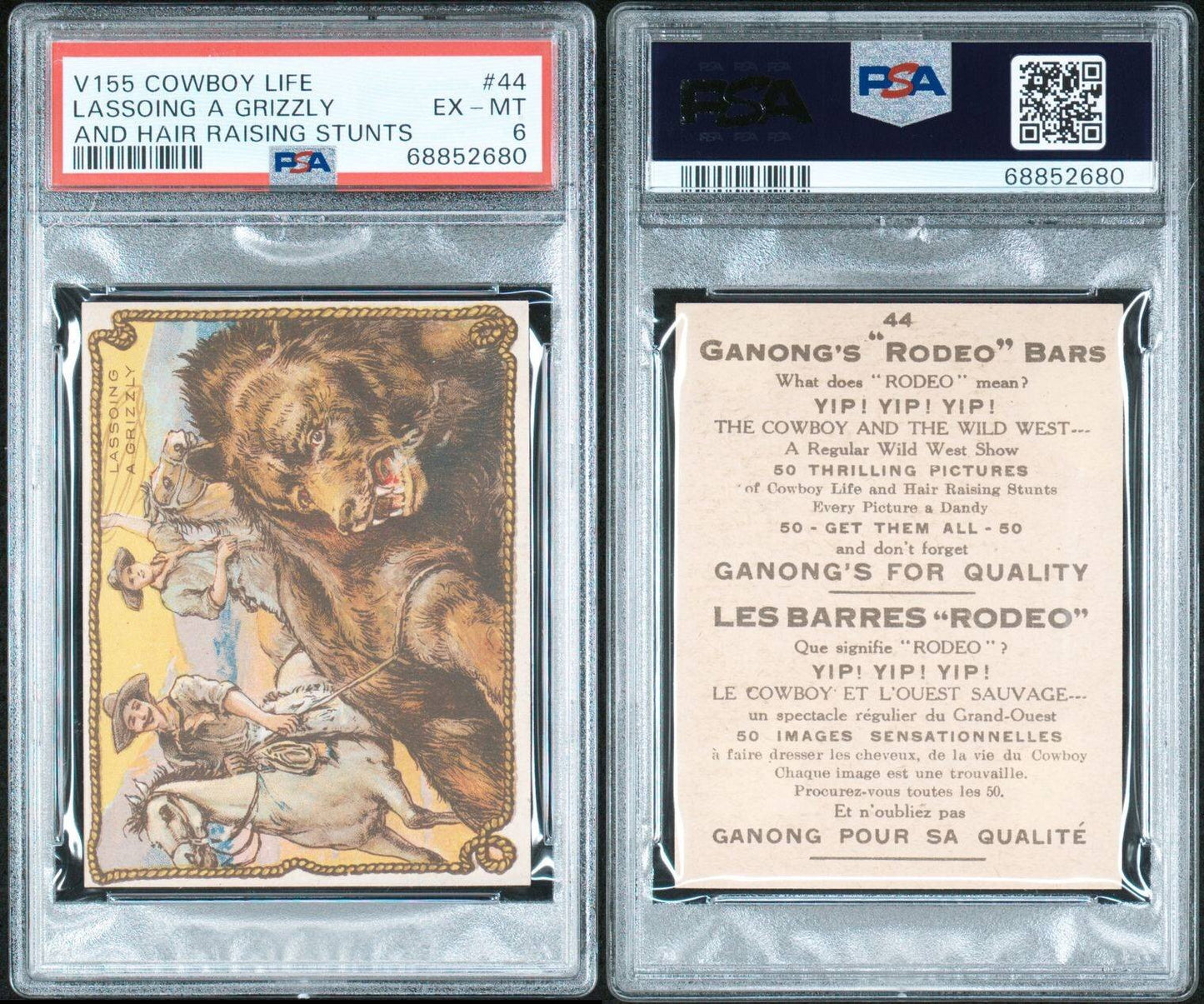 1930 V155 Cowboy Life Ganong Rodeo Chocolate Bar #44 (PSA 6 EX/MT)3