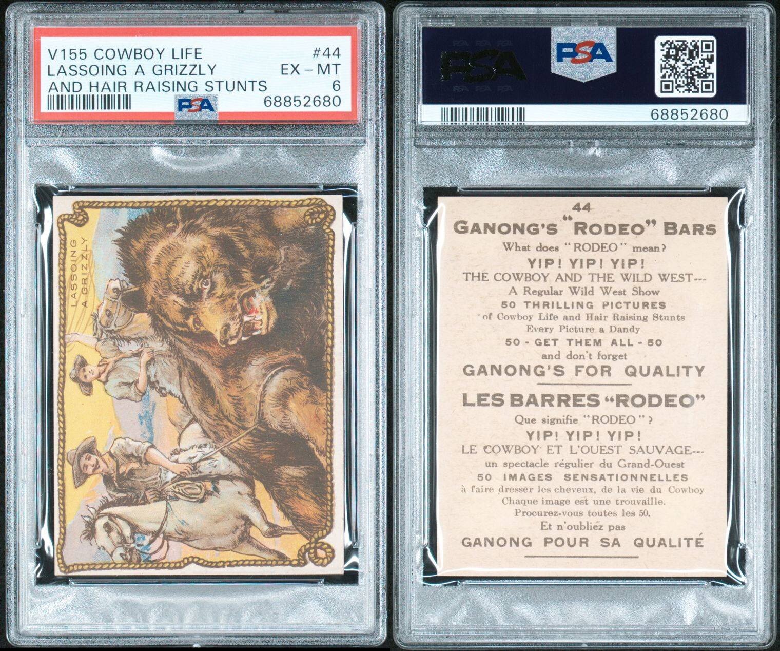 1930 V155 Cowboy Life Ganong Rodeo Chocolate Bar #44 (PSA 6 EX/MT)3