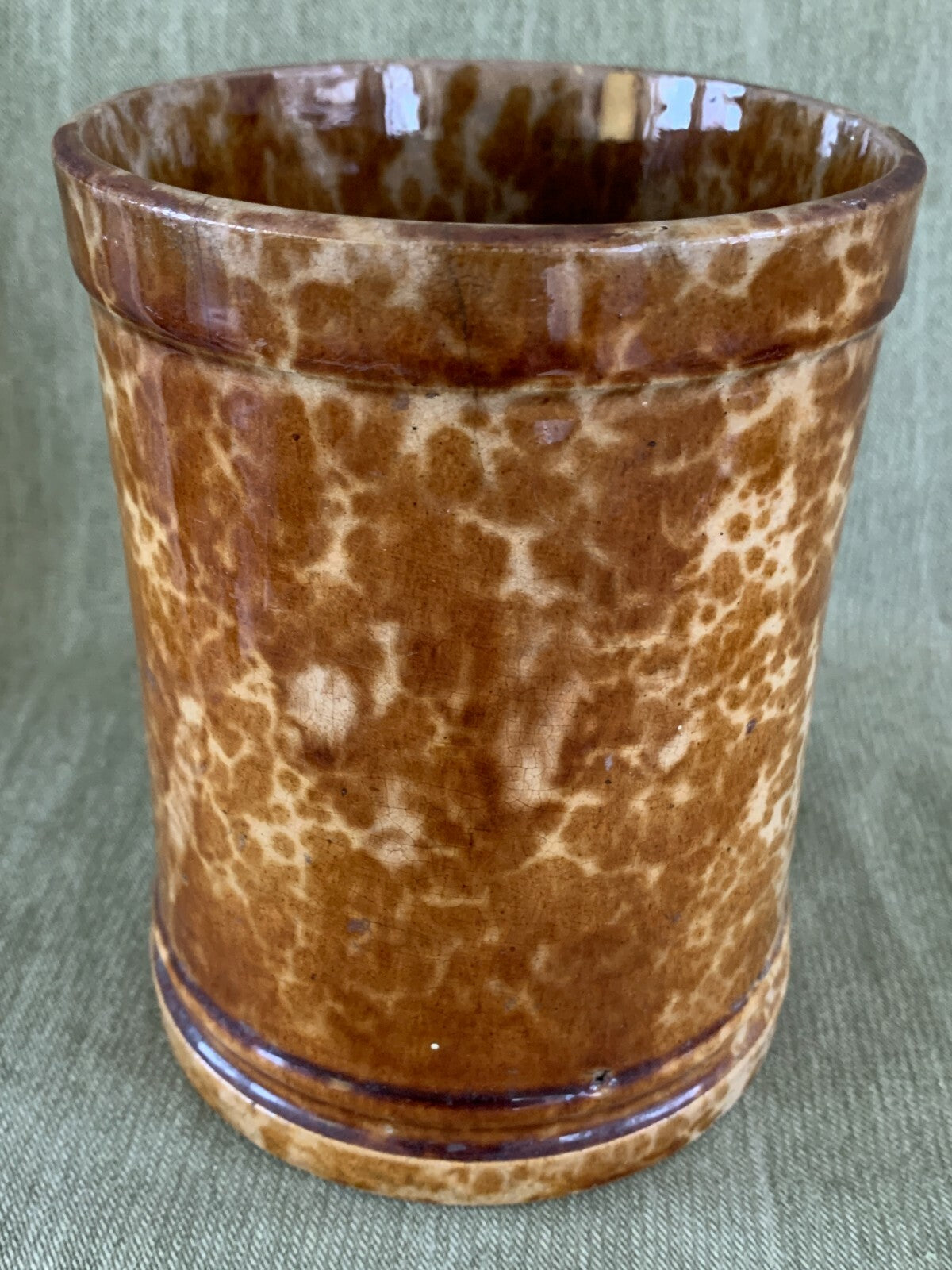 Tall Rockingham Yellow Ware Storage Jar / Humidor Stoneware Tobacco3