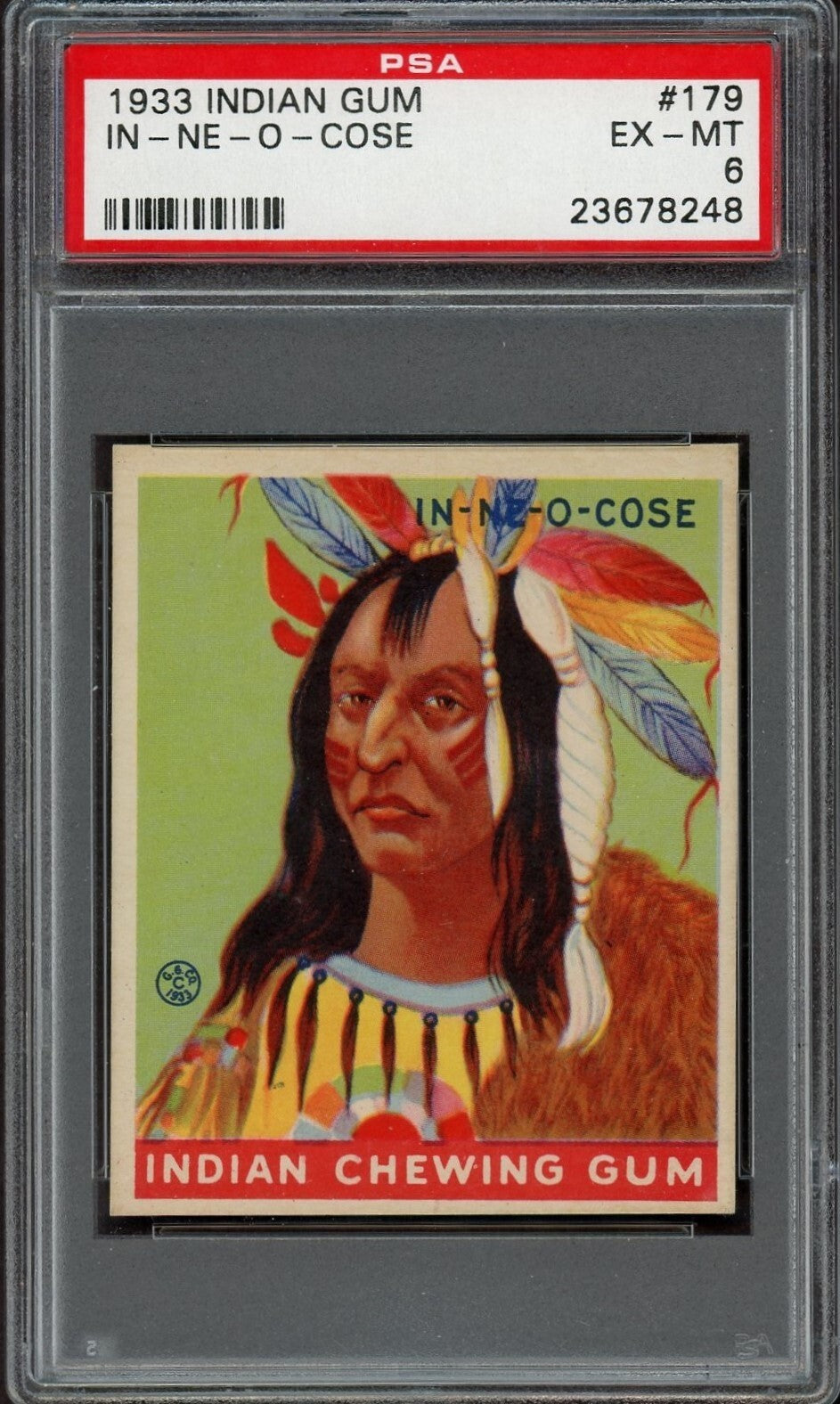 1933 Goudey Indian Gum (Series of 48) #179 IN NE O COSE (PSA 6 EX/MT)0
