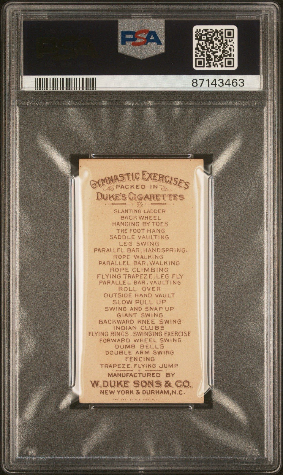1887 Duke Sons & Co. N77 Gymnastic Exercises (PSA 6 EX/MT) Indian Clubs1