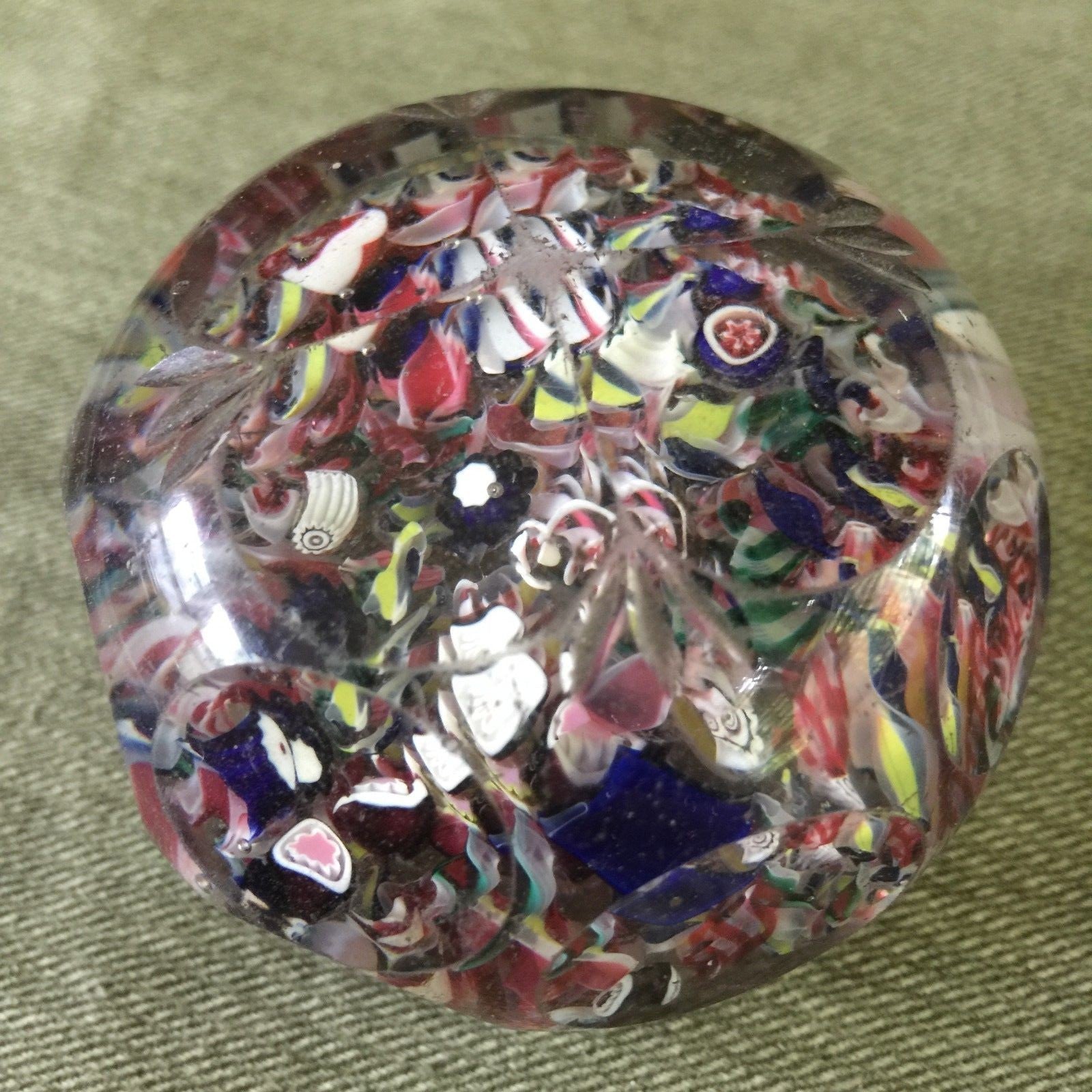 Very GOOD Antique NEW ENGLAND GLASS Faceted Scramble PAPERWEIGHT Excellent Cond.0