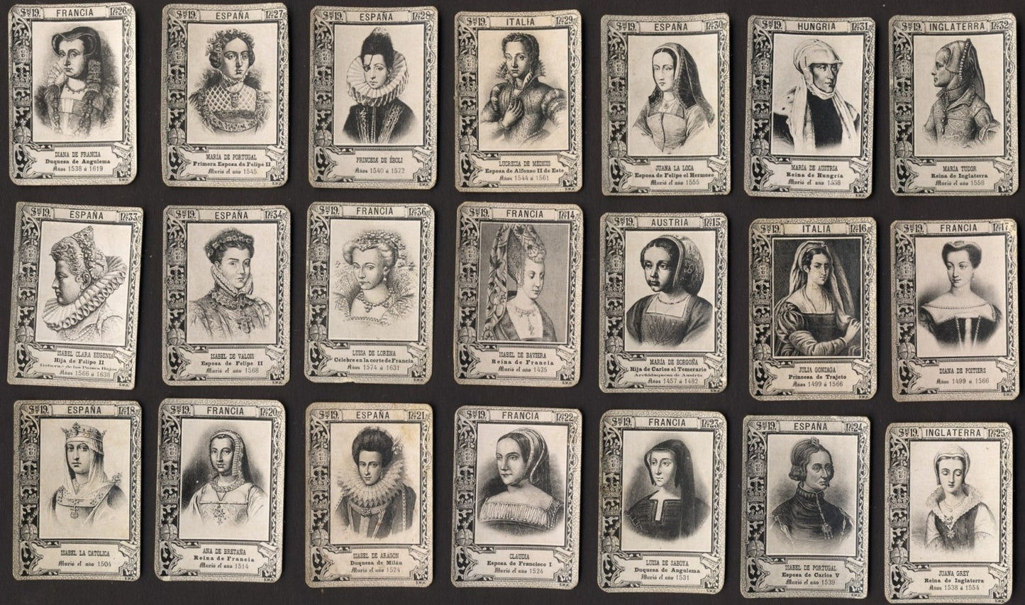 1900 Fototipias Serie 19 Queens and Princesses (Lot 21 diff.) Matchbox Cards0