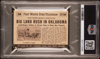 1954 Topps Scoop #38 Oklahoma Land Rush (PSA 6 EX/MT) w/ Coating Intact1