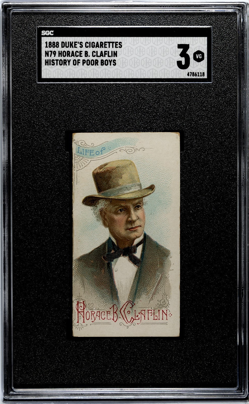 1889 N79 Duke Cigarettes HISTORY OF POOR BOYS (SGC 3 VG) Horace B. Claflin0
